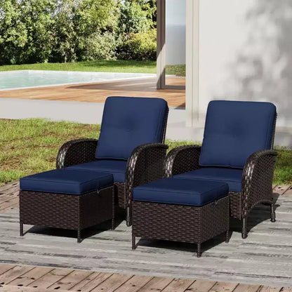 Ensemble de jardin extérieur: 2 chaises en osier et 2 poufs pour un confort et une durabilité ultimes – Sanzelize Design