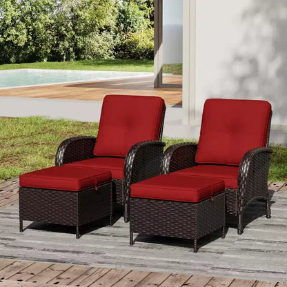 Ensemble de jardin extérieur: 2 chaises en osier et 2 poufs pour un confort et une durabilité ultimes – Sanzelize Design
