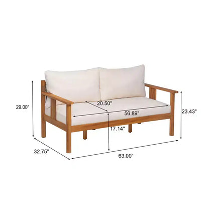 Chanan, ensemble de 2 sièges modernes en bois d'acacia avec table à lattes et causeuse – Sanzelize Design