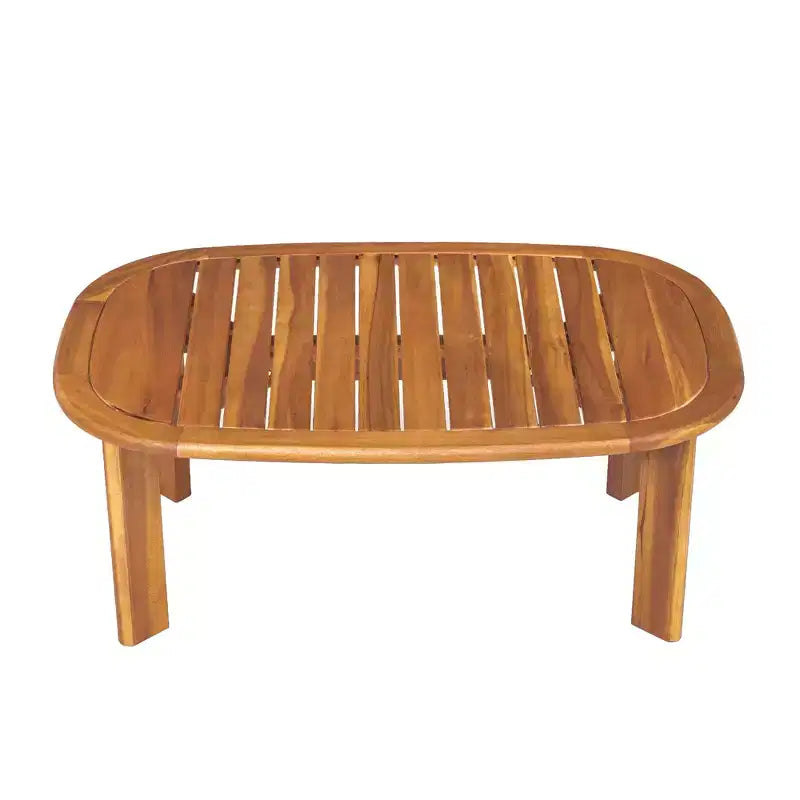 Chanan, ensemble de 2 sièges modernes en bois d'acacia avec table à lattes et causeuse – Sanzelize Design