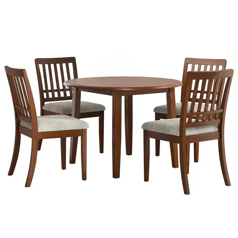 Ensemble de salle à manger rond Turner 5 pièces avec 1 table de salle à manger pliante en bois et 4 chaises rembourrées – Sanzelize Design