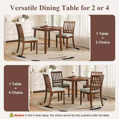 Ensemble de salle à manger rond Turner 5 pièces avec 1 table de salle à manger pliante en bois et 4 chaises rembourrées – Sanzelize Design