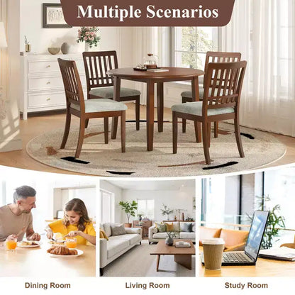 Ensemble de salle à manger rond Turner 5 pièces avec 1 table de salle à manger pliante en bois et 4 chaises rembourrées – Sanzelize Design
