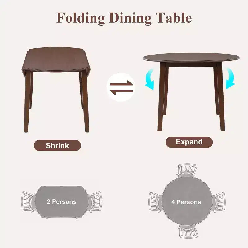 Ensemble de salle à manger rond Turner 5 pièces avec 1 table de salle à manger pliante en bois et 4 chaises rembourrées – Sanzelize Design