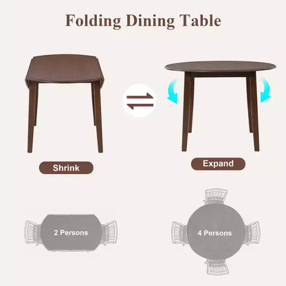 Ensemble de salle à manger rond Turner 5 pièces avec 1 table de salle à manger pliante en bois et 4 chaises rembourrées – Sanzelize Design
