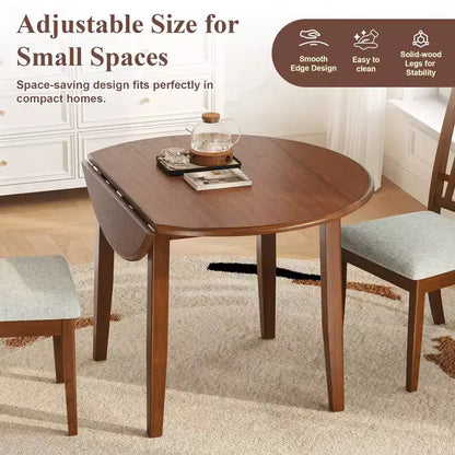 Ensemble de salle à manger rond Turner 5 pièces avec 1 table de salle à manger pliante en bois et 4 chaises rembourrées – Sanzelize Design