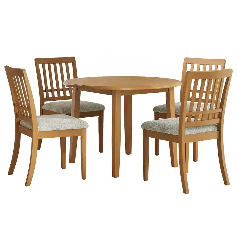 Ensemble de salle à manger rond Turner 5 pièces avec 1 table de salle à manger pliante en bois et 4 chaises rembourrées – Sanzelize Design