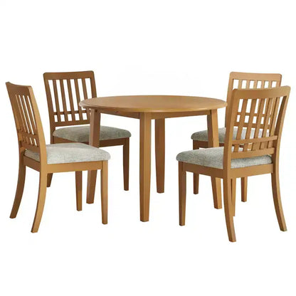Ensemble de salle à manger rond Turner 5 pièces avec 1 table de salle à manger pliante en bois et 4 chaises rembourrées – Sanzelize Design
