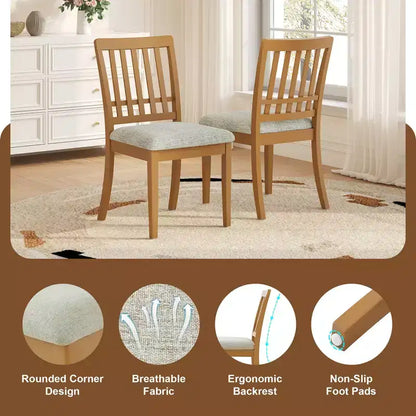 Ensemble de salle à manger rond Turner 5 pièces avec 1 table de salle à manger pliante en bois et 4 chaises rembourrées – Sanzelize Design