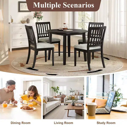 Ensemble de salle à manger rond Turner 5 pièces avec 1 table de salle à manger pliante en bois et 4 chaises rembourrées – Sanzelize Design