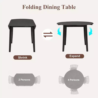 Ensemble de salle à manger rond Turner 5 pièces avec 1 table de salle à manger pliante en bois et 4 chaises rembourrées – Sanzelize Design