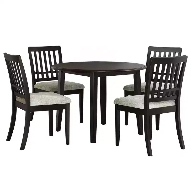 Ensemble de salle à manger rond Turner 5 pièces avec 1 table de salle à manger pliante en bois et 4 chaises rembourrées – Sanzelize Design