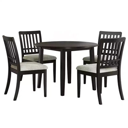 Ensemble de salle à manger rond Turner 5 pièces avec 1 table de salle à manger pliante en bois et 4 chaises rembourrées – Sanzelize Design