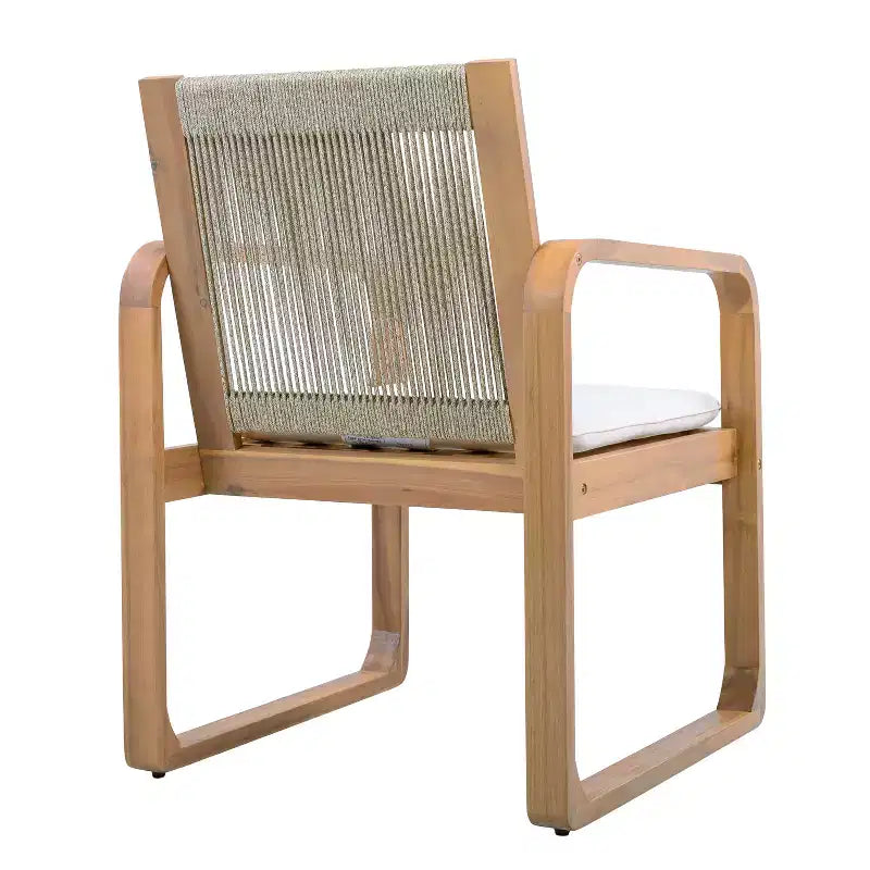 Ensemble de salle à manger d'extérieur 5/7 pièces, table en bois d'acacia 180 cm avec coussins + 6 chaises de salle à – Sanzelize Design