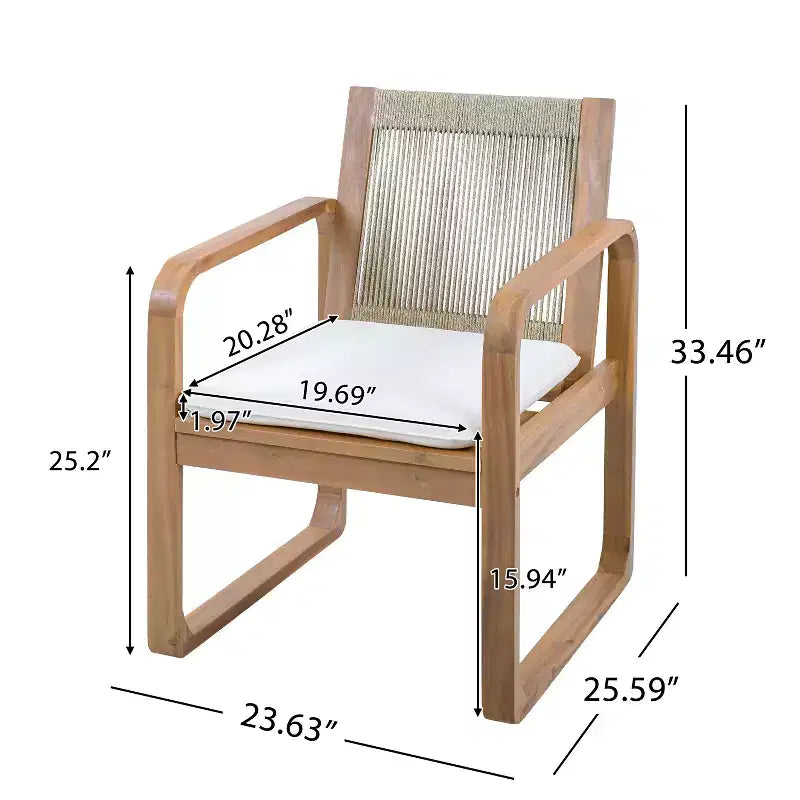 Ensemble de salle à manger d'extérieur 5/7 pièces, table en bois d'acacia 180 cm avec coussins + 6 chaises de salle à – Sanzelize Design