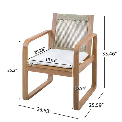 Ensemble de salle à manger d'extérieur 5/7 pièces, table en bois d'acacia 180 cm avec coussins + 6 chaises de salle à – Sanzelize Design