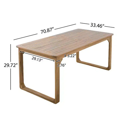 Ensemble de salle à manger d'extérieur 5/7 pièces, table en bois d'acacia 180 cm avec coussins + 6 chaises de salle à – Sanzelize Design