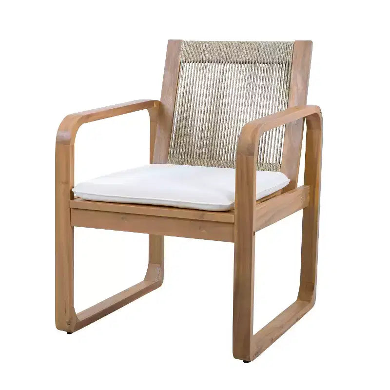 Ensemble de salle à manger d'extérieur 5/7 pièces, table en bois d'acacia 180 cm avec coussins + 6 chaises de salle à – Sanzelize Design