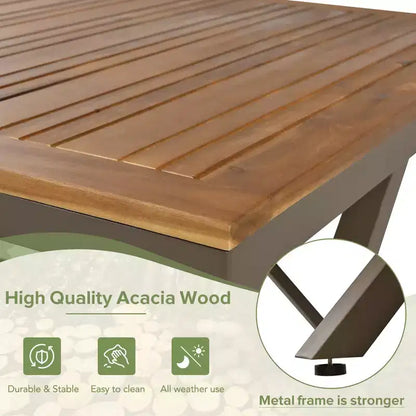 Ensemble de salle à manger d'extérieur 7 pièces avec plateau de table en bois d'acacia – Sanzelize Design