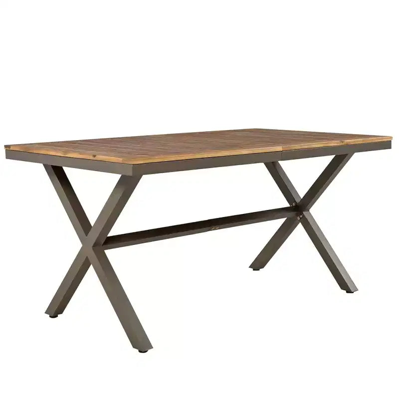 Ensemble de salle à manger d'extérieur 7 pièces avec plateau de table en bois d'acacia – Sanzelize Design
