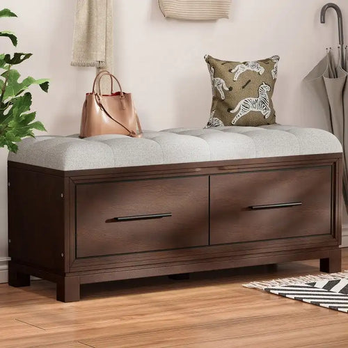 Banc à chaussures avec coussin amovible et rangement dissimulé pour l'entrée et le salon – Sanzelize Design