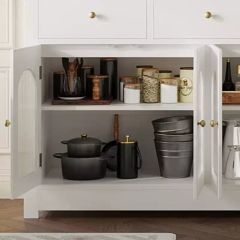 Buffet étroit de 140 cm avec 3 tiroirs et 4 portes pour cuisine, salle à manger, salon – Sanzelize Design