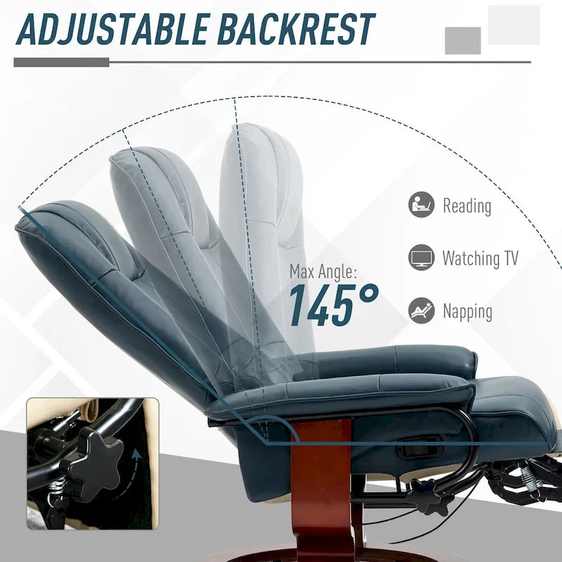 Fauteuil inclinable manuel pivotant en similicuir avec repose-pieds confortable et relaxant – Sanzelize Design