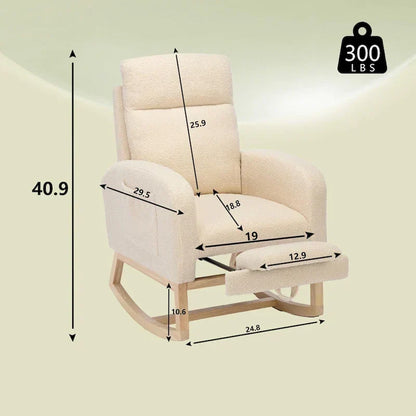 Fauteuil à bascule rembourré moderne de 75 cm de hauteur avec dossier haut – Sanzelize Design