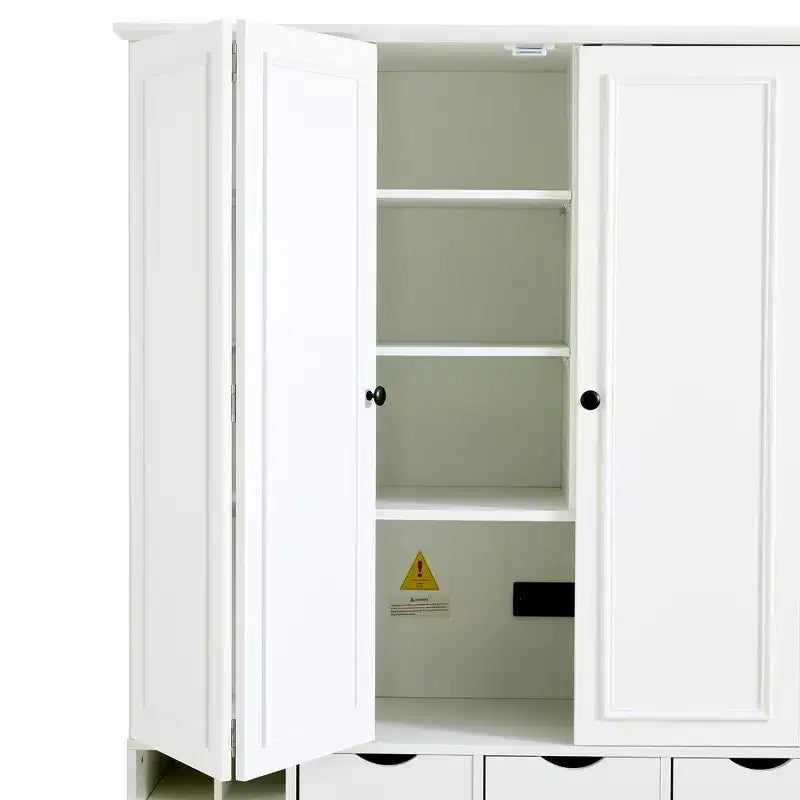 Garde-manger de cuisine autoportant de 180 cm de haut, grand buffet de salle à manger avec 4 portes pliantes, étagères – Sanzelize Design