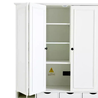 Garde-manger de cuisine autoportant de 180 cm de haut, grand buffet de salle à manger avec 4 portes pliantes, étagères – Sanzelize Design