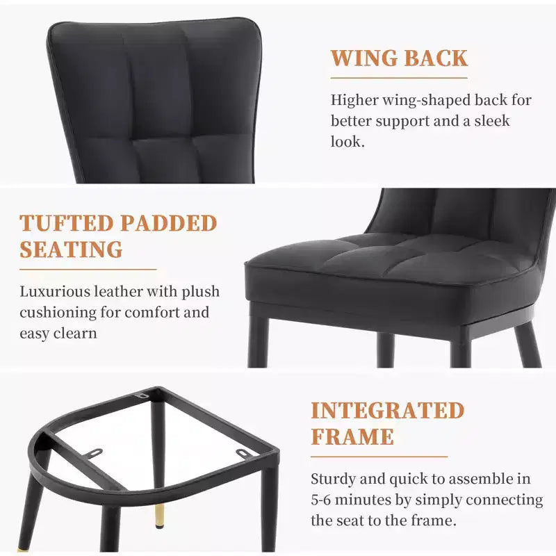 Lot de 6 chaises de salle à manger, modernes, rembourrées, en similicuir, avec haut dossier, pieds en métal – Sanzelize Design