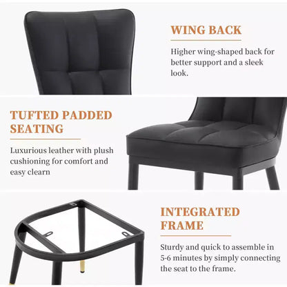 Lot de 6 chaises de salle à manger, modernes, rembourrées, en similicuir, avec haut dossier, pieds en métal – Sanzelize Design