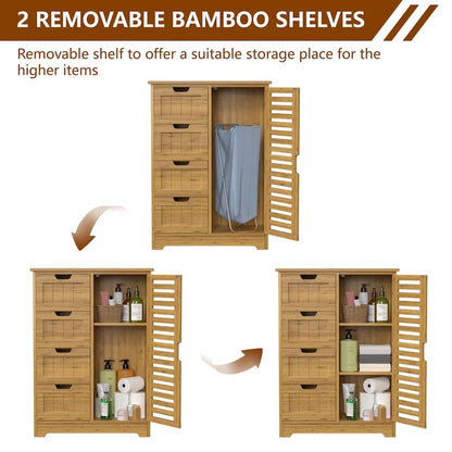 Meuble de Rangement Salle de Bain sur Pied avec 4 Tiroirs – Sanzelize Design