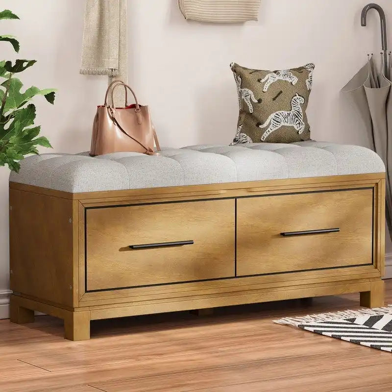 Banc à chaussures avec coussin amovible et rangement dissimulé pour l'entrée et le salon – Sanzelize Design