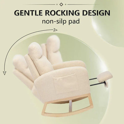 Fauteuil à bascule rembourré moderne de 75 cm de hauteur avec dossier haut – Sanzelize Design