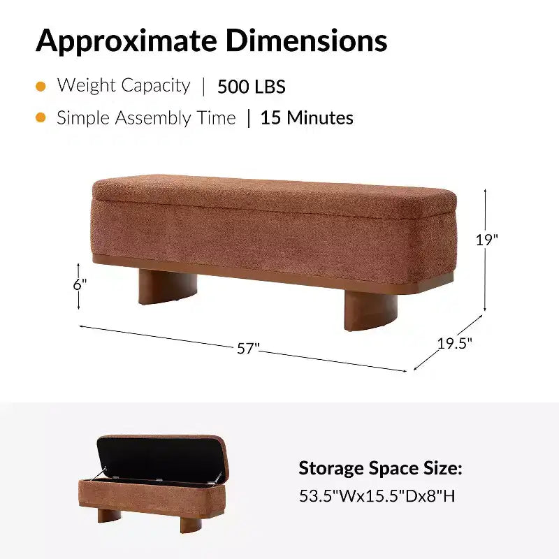 Banc à dessus rabattable Clara Simple Assemble avec cadre en bois massif – Sanzelize Design
