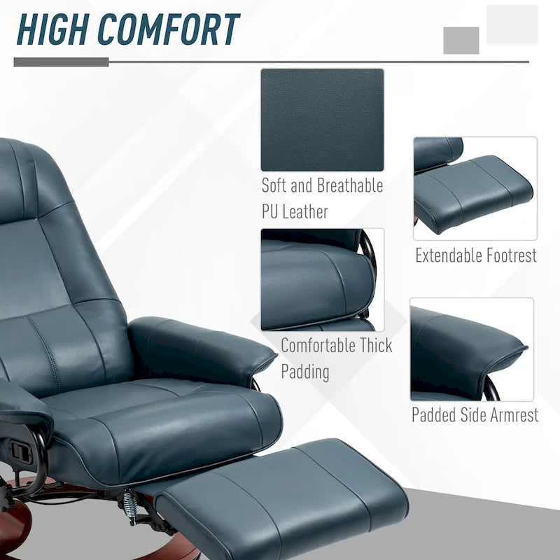 Fauteuil inclinable manuel pivotant en similicuir avec repose-pieds confortable et relaxant – Sanzelize Design