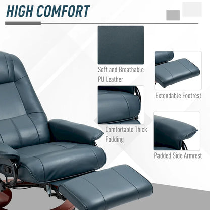 Fauteuil inclinable manuel pivotant en similicuir avec repose-pieds confortable et relaxant – Sanzelize Design