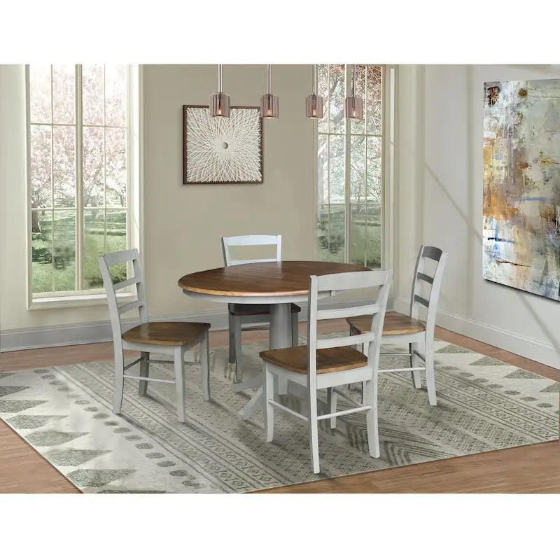 Table à manger ronde extensible 91,4 cm avec 4 chaises Madrid – Sanzelize Design