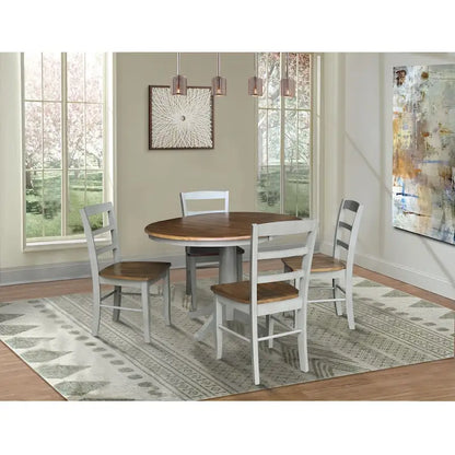 Table à manger ronde extensible 91,4 cm avec 4 chaises Madrid – Sanzelize Design