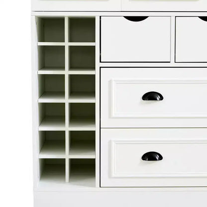 Garde-manger de cuisine autoportant de 180 cm de haut, grand buffet de salle à manger avec 4 portes pliantes, étagères – Sanzelize Design