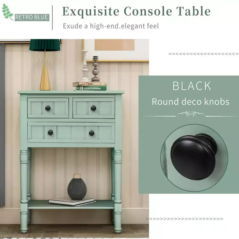 Console étroite de 60 cm avec 3 tiroirs et étagère, table d'appoint pour petite entrée ou salon – Sanzelize Design