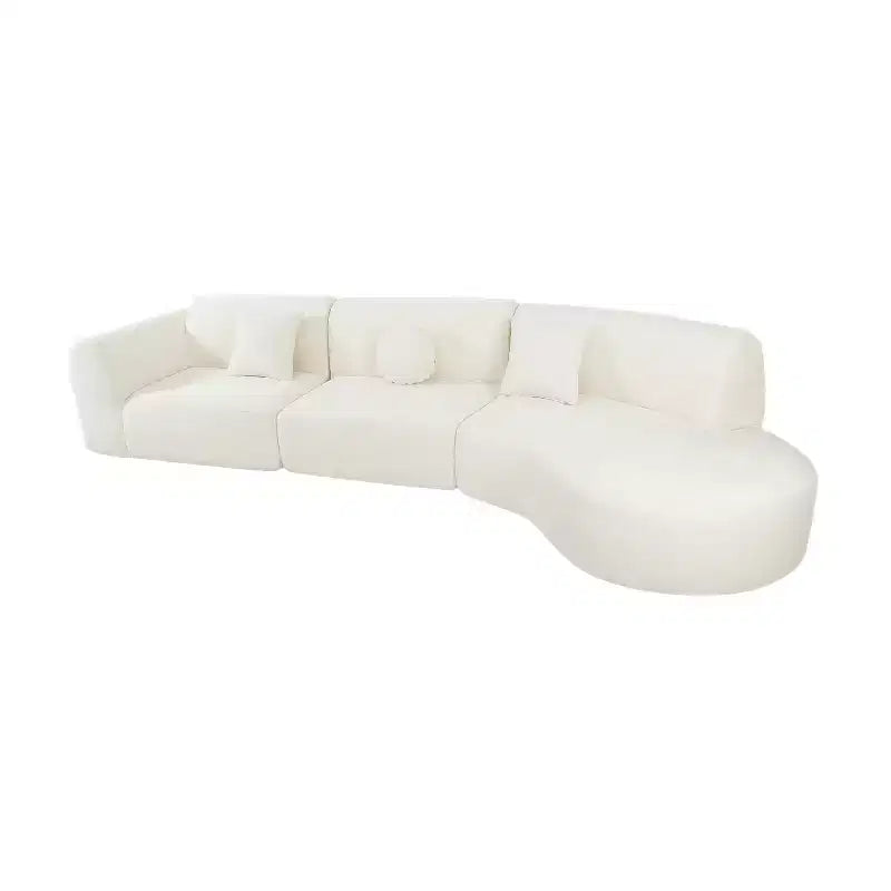 Canapé d'angle moderne incurvé de 355 cm avec méridienne, ensemble 3 pièces, pour salon – Sanzelize Design