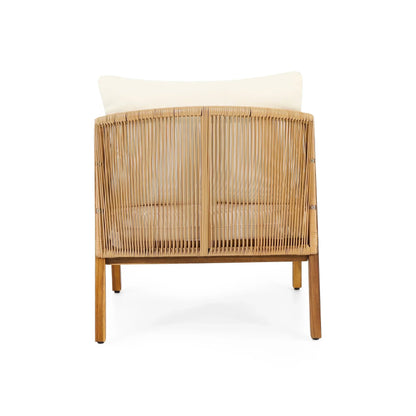 Ensemble de fauteuils de club en bois d'acacia et osier Jabe d'extérieur – Sanzelize Design