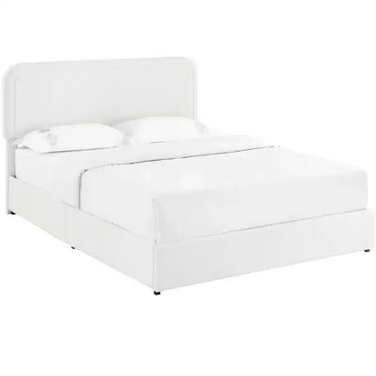 Lit 152 x 203 cm Moderne Rembourré en Boucle avec Tiroirs de Rangement – Sanzelize Design
