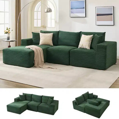 Canapé moderne 274 cm, canapé 3 places rembourré en forme de L avec oreillers, canapé à assise profonde – Sanzelize Design