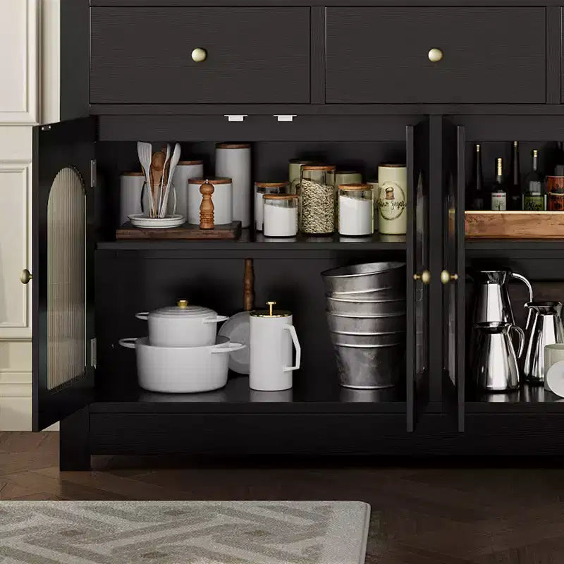 Buffet étroit de 140 cm avec 3 tiroirs et 4 portes pour cuisine, salle à manger, salon – Sanzelize Design
