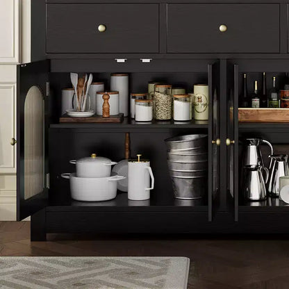 Buffet étroit de 140 cm avec 3 tiroirs et 4 portes pour cuisine, salle à manger, salon – Sanzelize Design