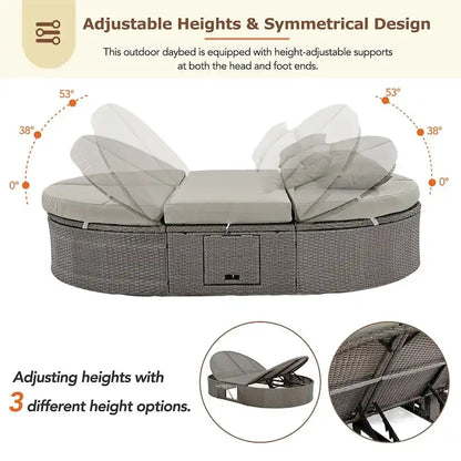 Lit de soleil extérieur double pour terrasse avec coussins et oreillers – Sanzelize Design