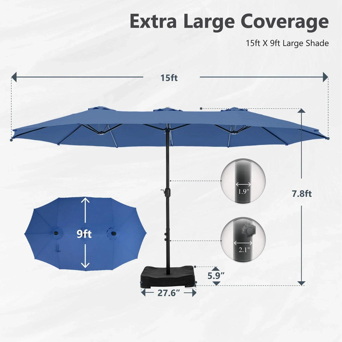 Grand Parasol Double Face de 4,5 m avec Base Incluse pour terrasse – Sanzelize Design